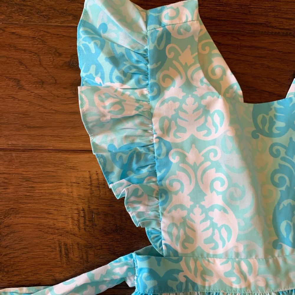 Eleanor Rose Damask Blue Girls Dress Size 7/8 - Picture 3 of 7